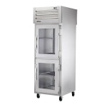 True STG1RPT-2HG-1S-HC - Pass-Thru Refrigerator, one-section, (2) glass half doors front, (1) solid door rear